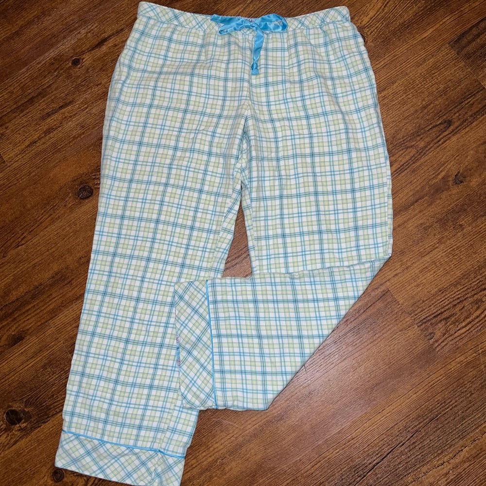 Old Navy Classic Blue & Yellow Plaid Wide Leg Pajama Pants Size M - Picture 2 of 8
